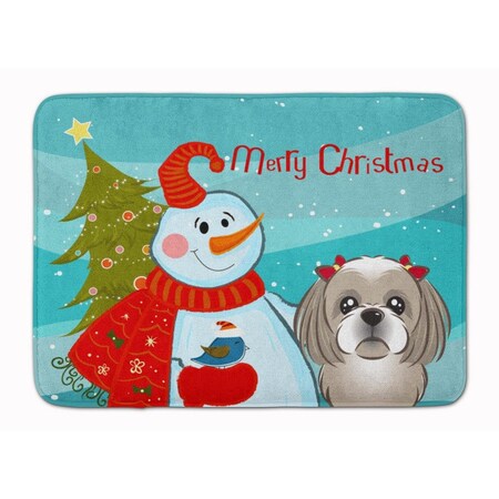 Micasa Snowman with Grey & Silver Shih Tzu Machine Washable Memory Foam Mat MI888484